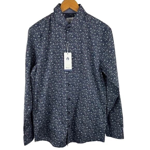 BRAX FEEL GOOD HAROLD NATURAL FLEX BUTTON‎ FRONT SHIRT IN BLUE MEN'S S 37/38 - Picture 1 of 14